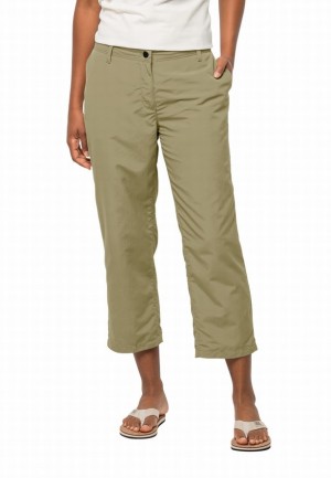 Pantalon Jack Wolfskin Kalahari 7/8 Femme Vert Olive | 96837530