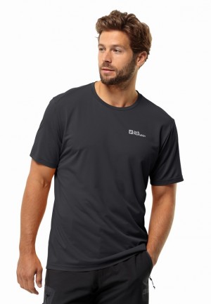 T Shirts Jack Wolfskin Delgami S/s Homme Noir | 55425653