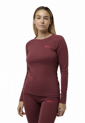 T Shirts Jack Wolfskin Infinite Light Ls Femme Rouge | 79696840