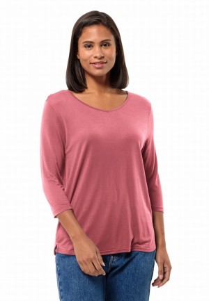 T Shirts Jack Wolfskin Mola 3/4 Femme Rose | 95925487