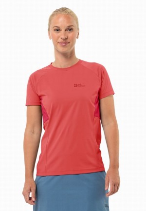 T Shirts Jack Wolfskin Narrows Femme Rouge | 44560985