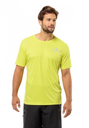 T Shirts Jack Wolfskin Peak Graphic Homme Jaune | 89786848
