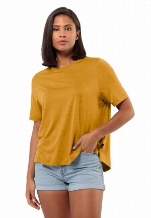 T Shirts Jack Wolfskin Travel Femme Jaune | 42518773