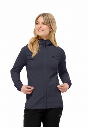 Vestes Polaires Jack Wolfskin Baiselberg Hooded Fz Femme Bleu Marine | 71024750